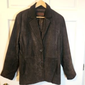 Siena size 16 black suede leather coat